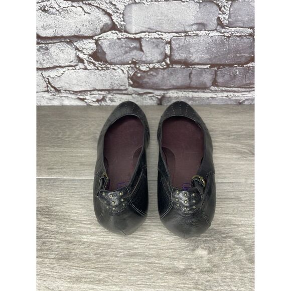 INDIGO BY CLARKS Black Lea Bishop Studded Slip On Strap Wedge Women’s 8M US/39EU - Picture 6 of 16